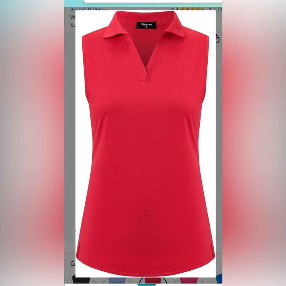 Viduso Red Sleeveless Collared Shirt